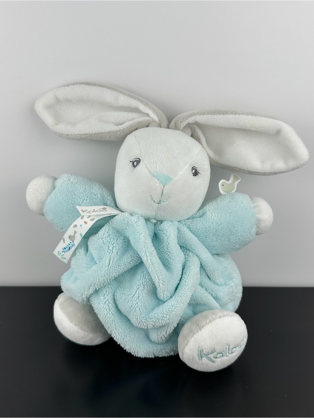 Kaloo France Rare Plume Patapouf Chubby Bunny Rabbit 8" Aqua Blue Lapin Plush